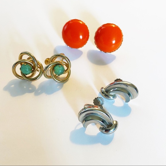 Vintage Coro screw back earring lot 3 sets - Picture 8 of 9